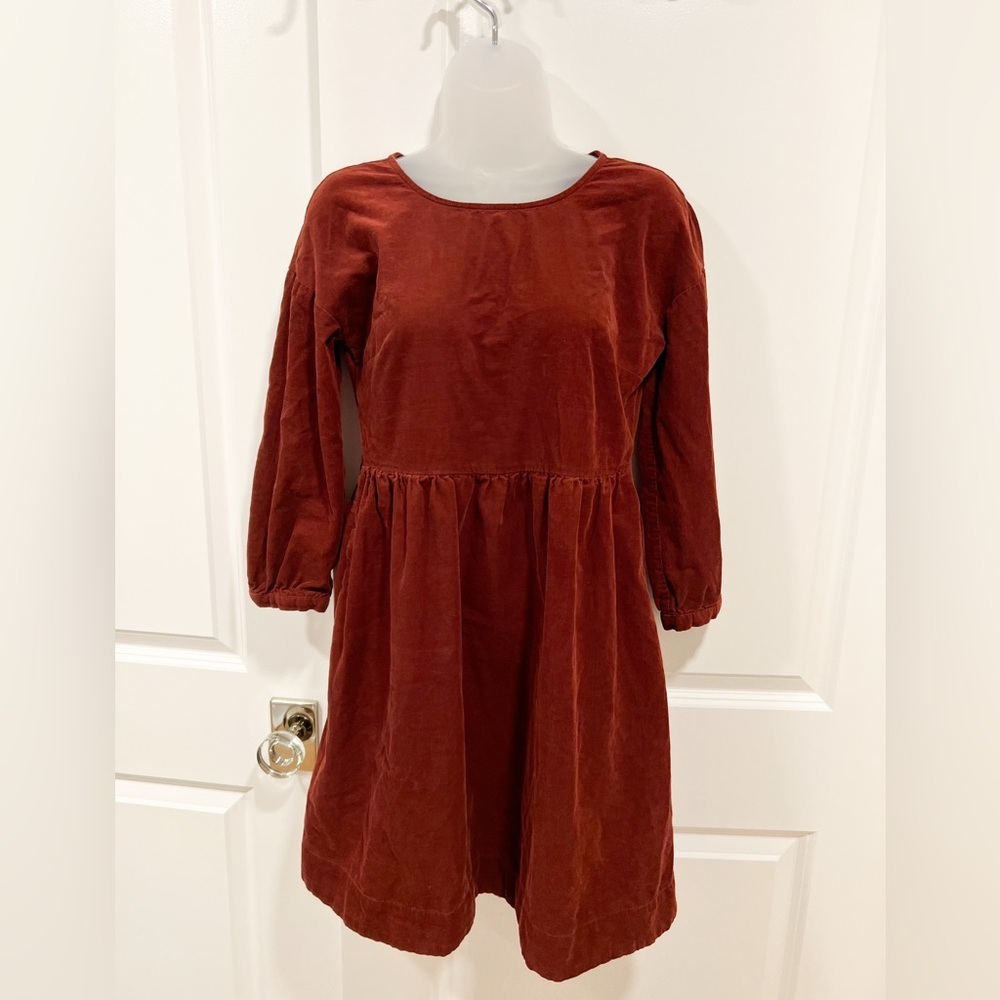 Madewell Corduroy Puff-Sleeve Mini Dress Faded Rust Women Relaxed Cotton (XXS)